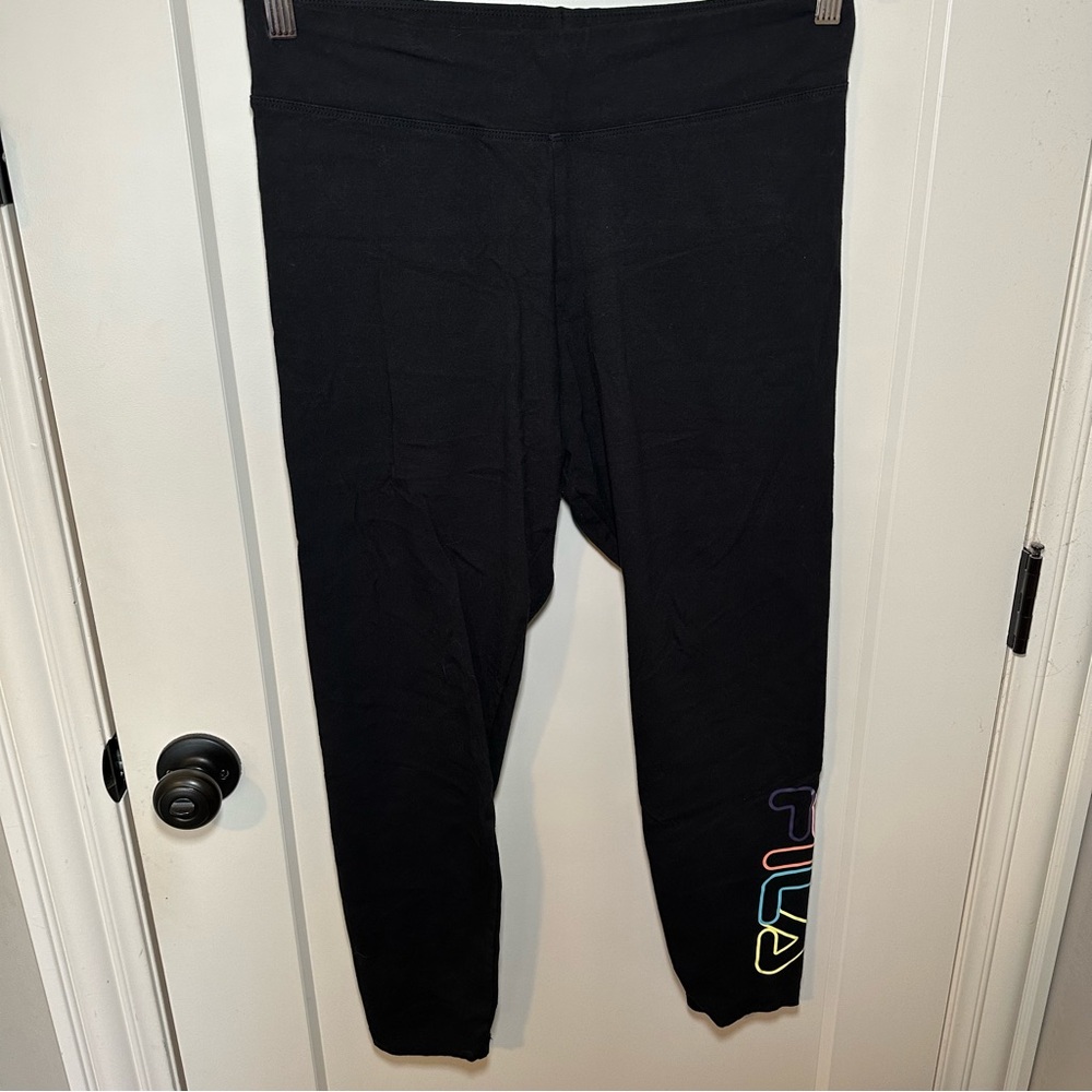 Fila Black Gym Leggings with Colorful Print Size XL